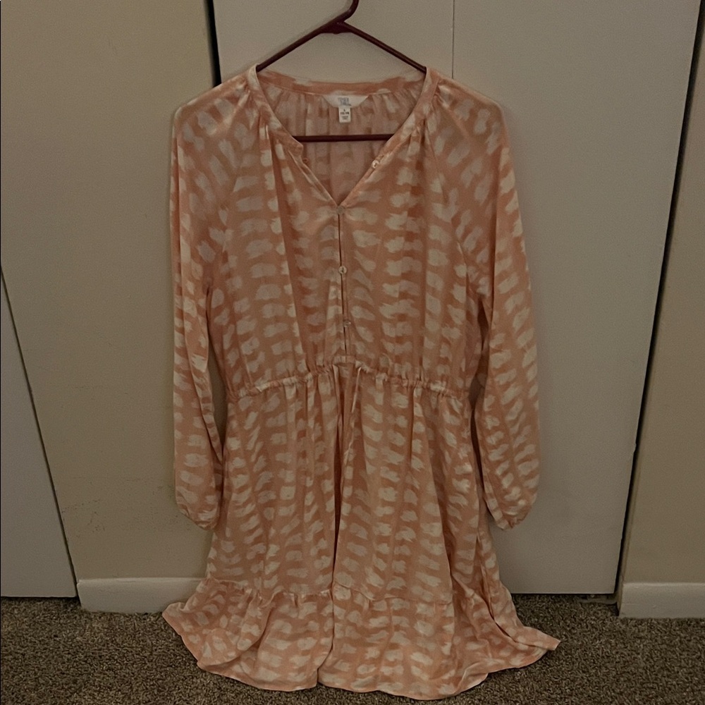 Pink (light) and White Patterned Dress Large 12-14